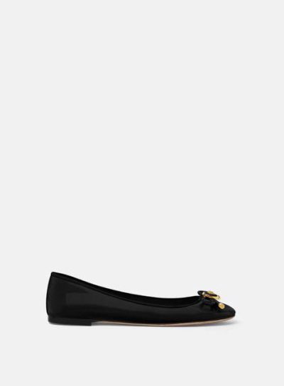 VERSACE OPERA BOW PATENT BALLERINAS