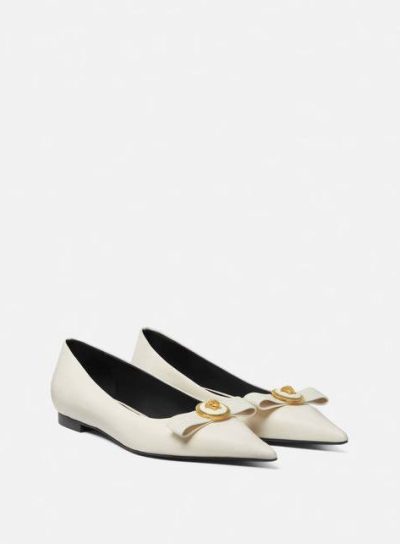 VERSACE GIANNI RIBBON LEATHER BALLERINAS