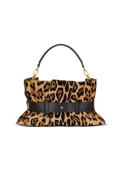 BALMAIN Anthem Medium ponyskin-style leopard print bag
