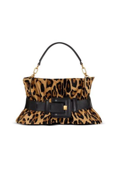 BALMAIN Anthem Medium ponyskin-style leopard print bag