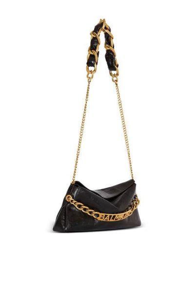 BALMAIN 1945 Soft clutch in crinkled calfskin leather