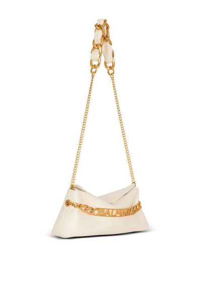 BALMAIN 1945 Soft clutch in crinkled calfskin leather