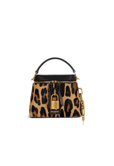BALMAIN Pulse Vanity leopard print leather bag
