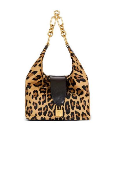 BALMAIN Sync Hobo leopard print leather bag
