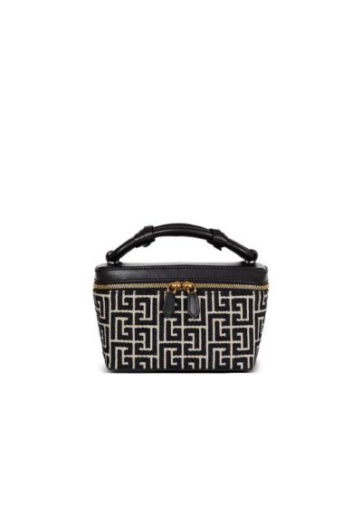 BALMAIN B-Army Vanity Case in monogrammed canvas and leather