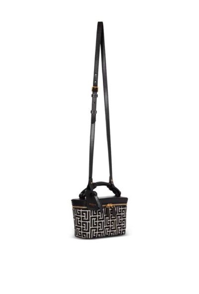BALMAIN B-Army Vanity Case in monogrammed canvas and leather