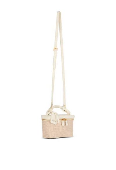 BALMAIN B-Army Vanity Case in monogrammed canvas and leather