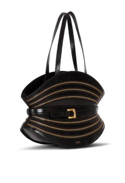 BALMAIN Medium Shuffle Zips bag in calfskin leather