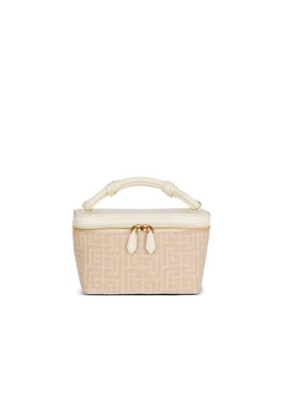 BALMAIN B-Army Vanity Case in monogrammed canvas and leather