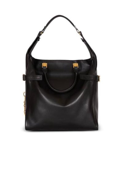 BALMAIN Pulse Large waxed calfskin leather tote bag