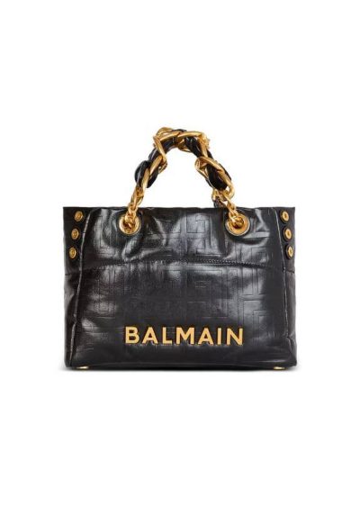 BALMAIN Small 1945 Soft tote bag in crackled calfskin