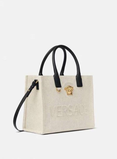 VERSACE LA MEDUSA CANVAS SMALL TOTE BAG
