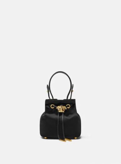 VERSACE LA MEDUSA SATIN MINI BUCKET BAG