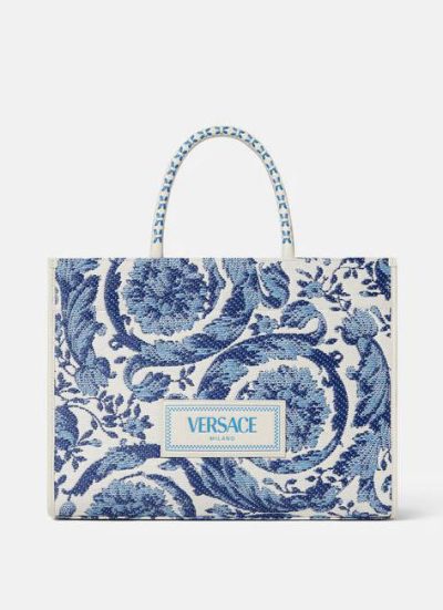 VERSACE BAROCCO ATHENA RAFFIA MEDIUM TOTE BAG