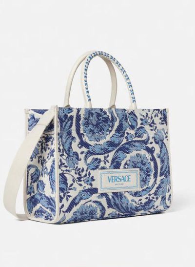 VERSACE BAROCCO ATHENA RAFFIA MEDIUM TOTE BAG