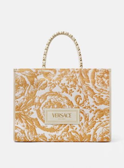 VERSACE BAROCCO ATHENA RAFFIA MEDIUM TOTE BAG