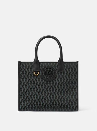 VERSACE V ALLOVER LA MEDUSA SMALL TOTE BAG