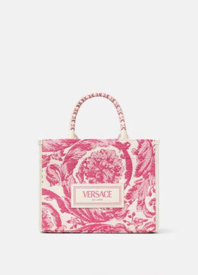 VERSACE BAROCCO ATHENA RAFFIA SMALL TOTE BAG