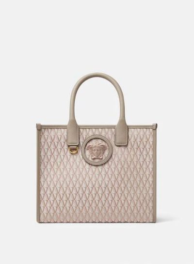 VERSACE V ALLOVER LA MEDUSA SMALL TOTE BAG