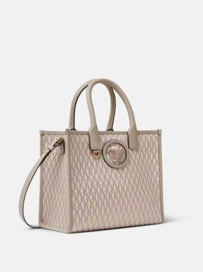 VERSACE V ALLOVER LA MEDUSA SMALL TOTE BAG