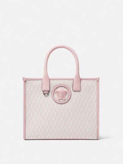 VERSACE V ALLOVER LA MEDUSA SMALL TOTE BAG