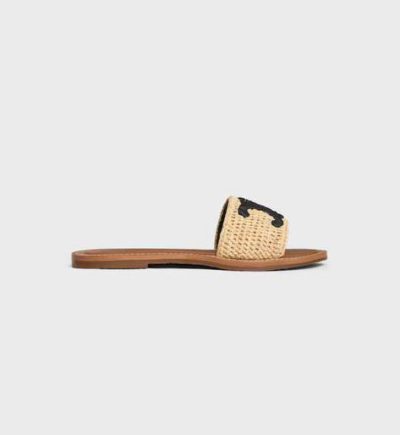 CELINE LYMPIA MULE IN RAFFIA