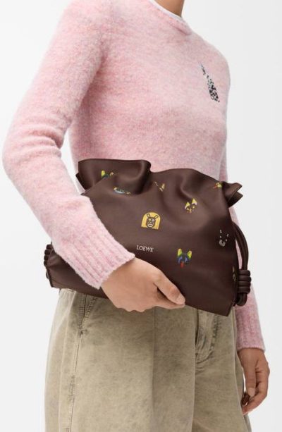 Loewe Cats medium Flamenco clutch in nappa calfskin