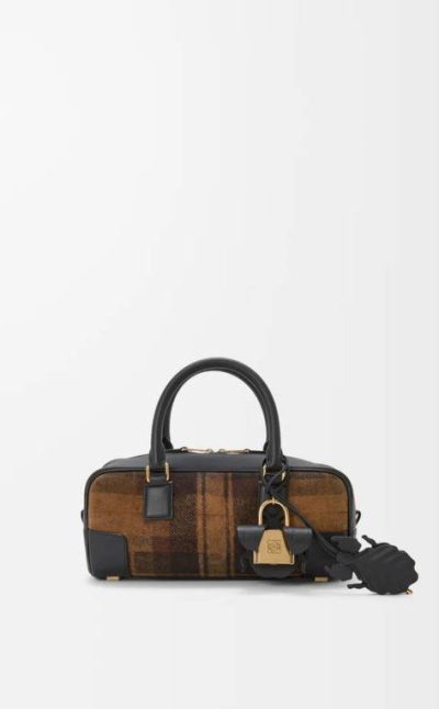 Loewe Amazona 23 cropped bag in tartan suede and nappa calfskin