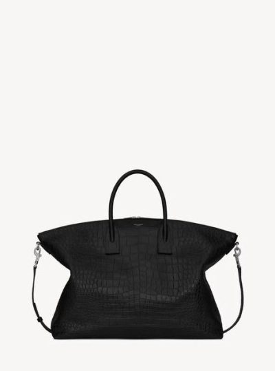 SAINT LAURENT GIANT BOWLING BAG IN CROCODILE-EMBOSSED LEATHER